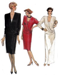 9496 VOGUE 1986 STRAIGHT FRONT DRAPE SS-LS DRESS LENGTHS PATTERN  10 